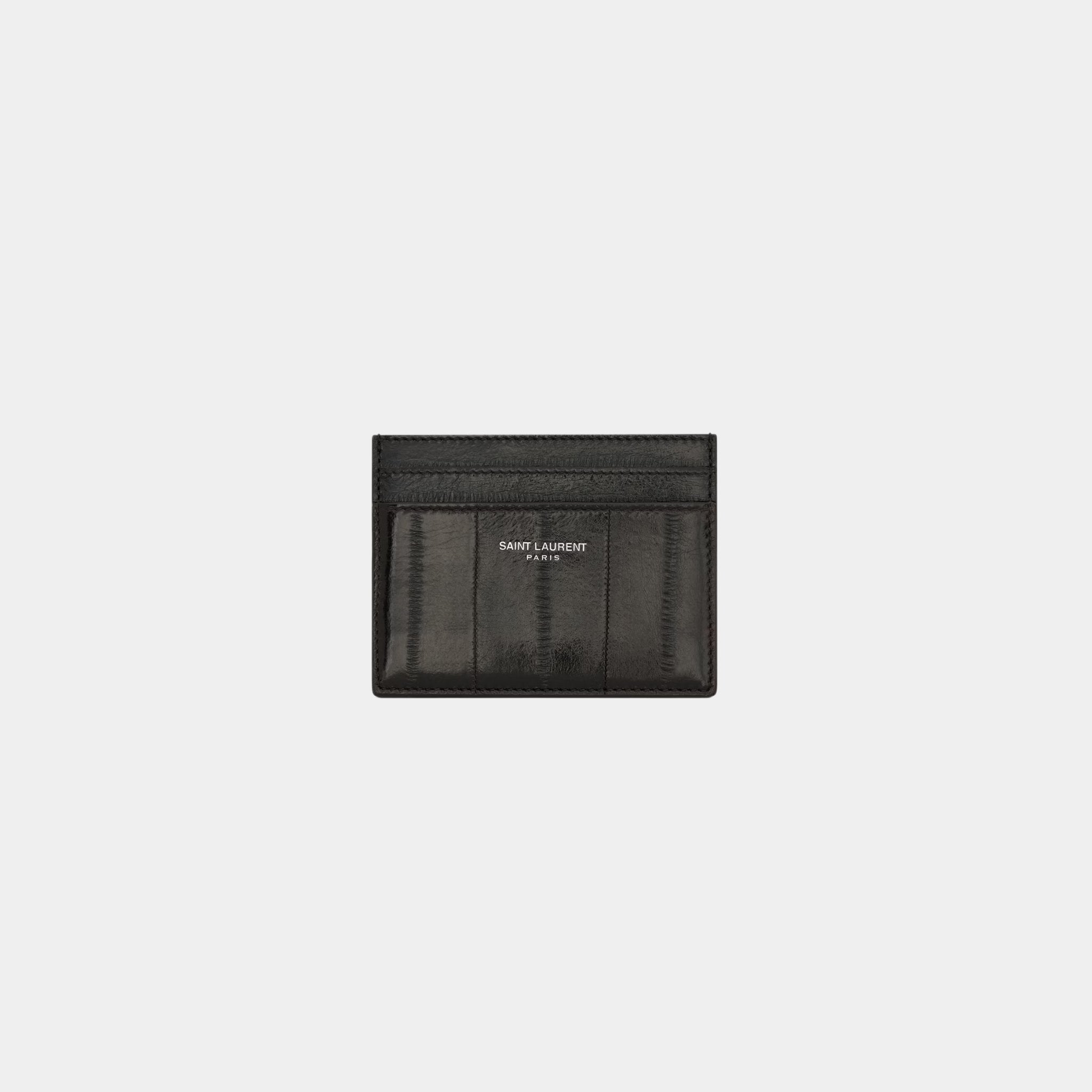 Saint Laurent Paris Card Case In Burnt Brown Eel