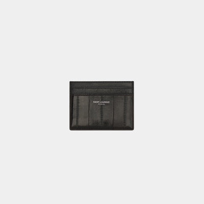 Saint Laurent Paris Card Case In Burnt Brown Eel