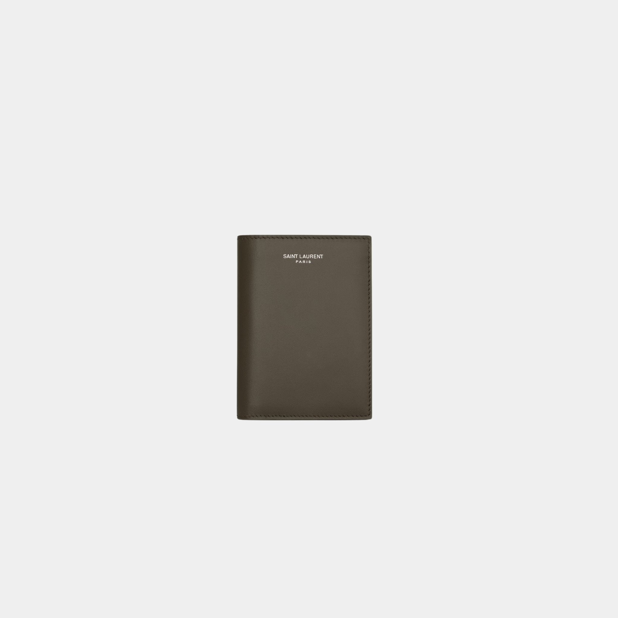 Saint Laurent Paris Credit Card Wallet Smooth Light Musk Leather