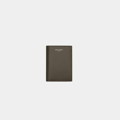 Saint Laurent Paris Credit Card Wallet Smooth Light Musk Leather
