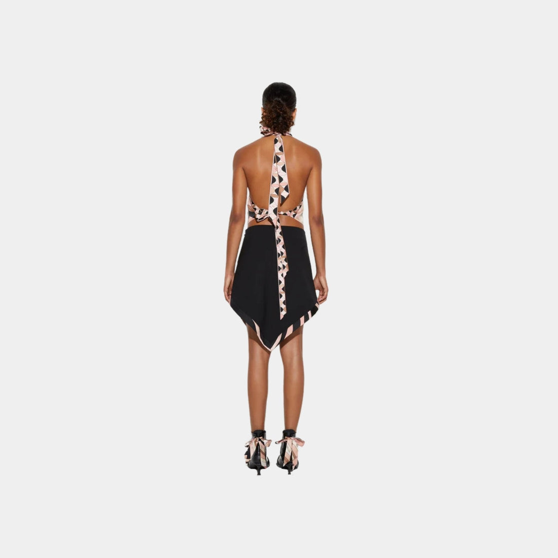 Skirt With Triangle Printed Hemline In Virgin Wool