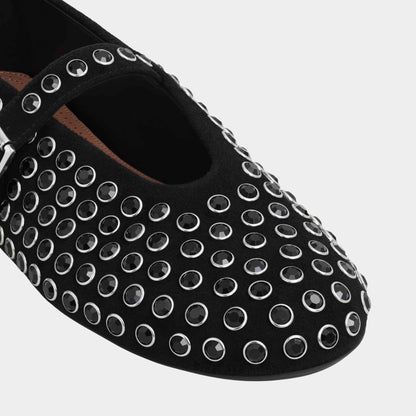 Strass Suede Ballet Flats
