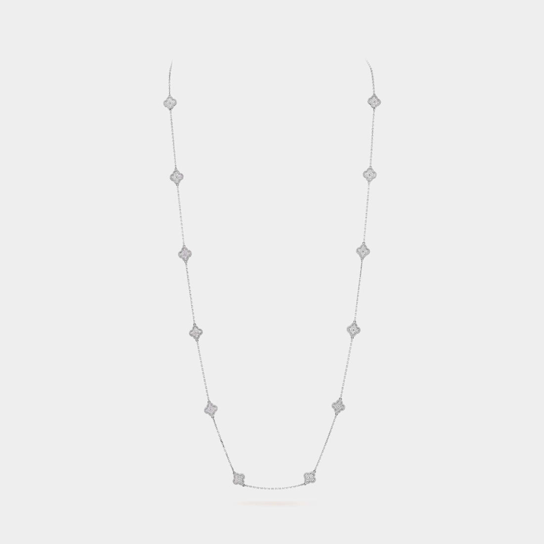 Sweet Alhambra Long Necklace 16 Motifs White Gold Diamond