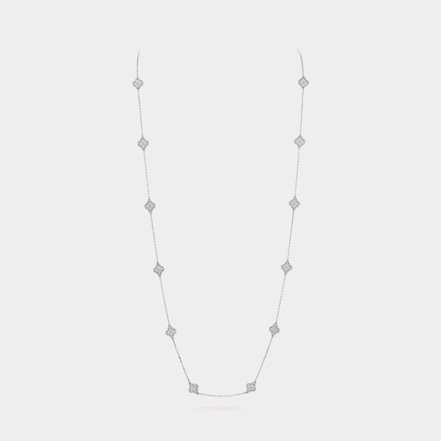 Sweet Alhambra Long Necklace 16 Motifs White Gold Diamond