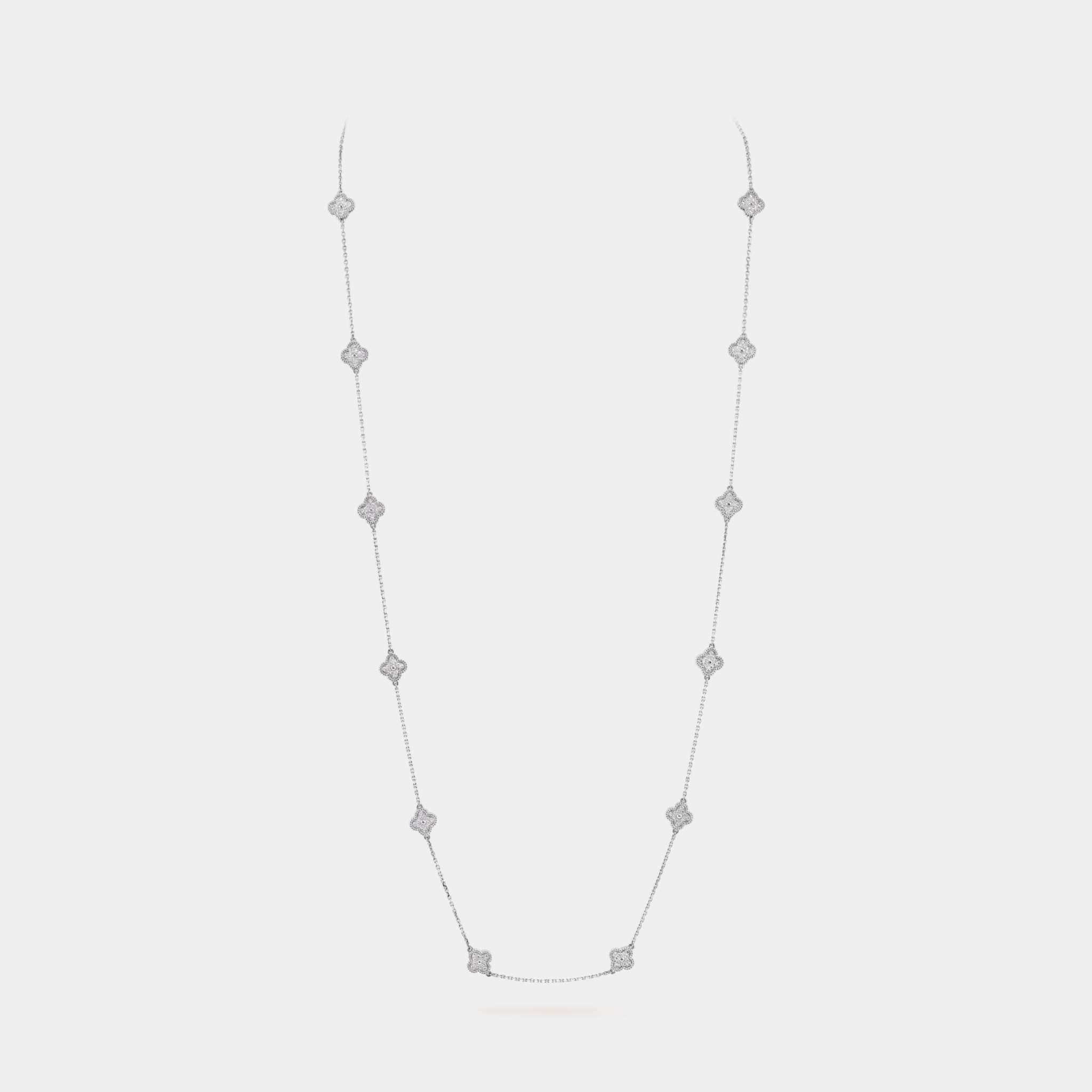 Sweet Alhambra Long Necklace 16 Motifs White Gold Diamond