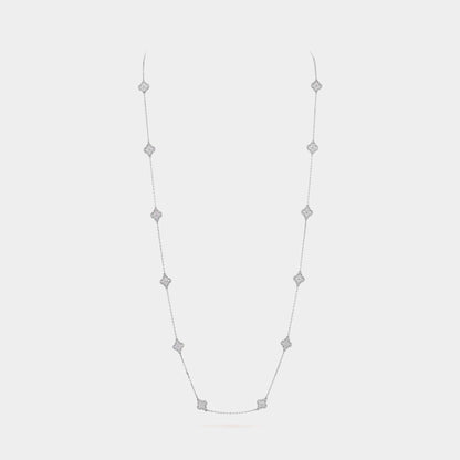 Sweet Alhambra Long Necklace 16 Motifs White Gold Diamond