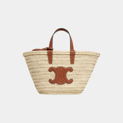 Teen Celine Classic Panier In Palm Leaves And Calfskin