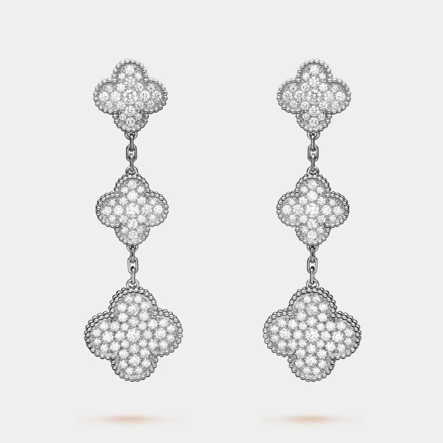 Magic Alhambra Earrings 3 Motifs White Gold &amp; Diamonds
