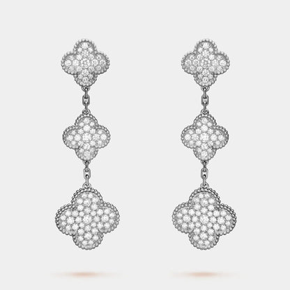 Magic Alhambra Earrings 3 Motifs White Gold &amp; Diamonds