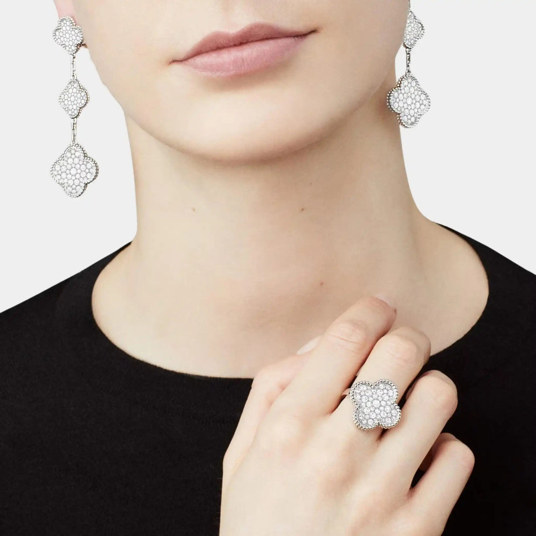 Magic Alhambra Earrings 3 Motifs White Gold &amp; Diamonds