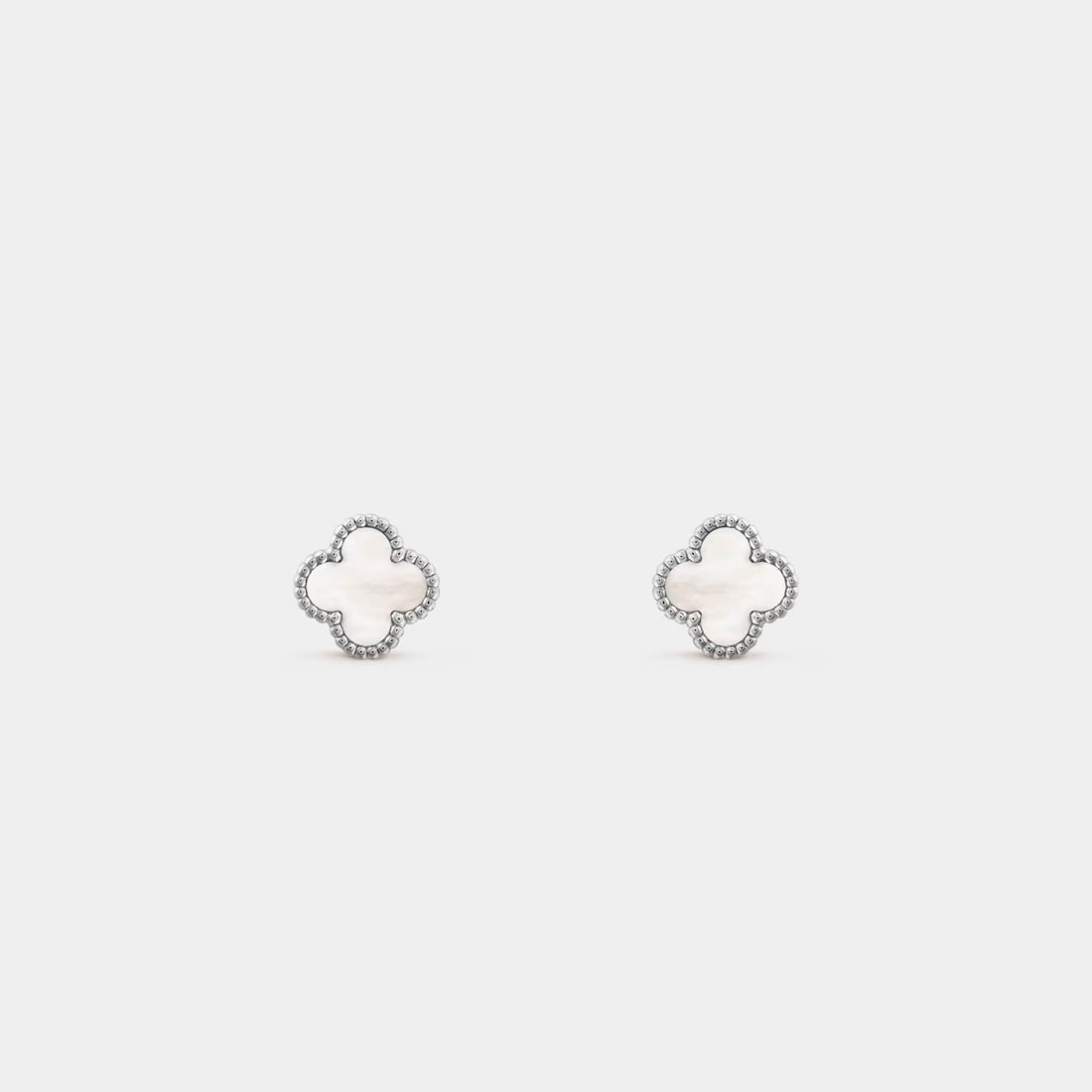 Sweet Alhambra Earstuds in White Gold &amp; Mother-of-Pearl