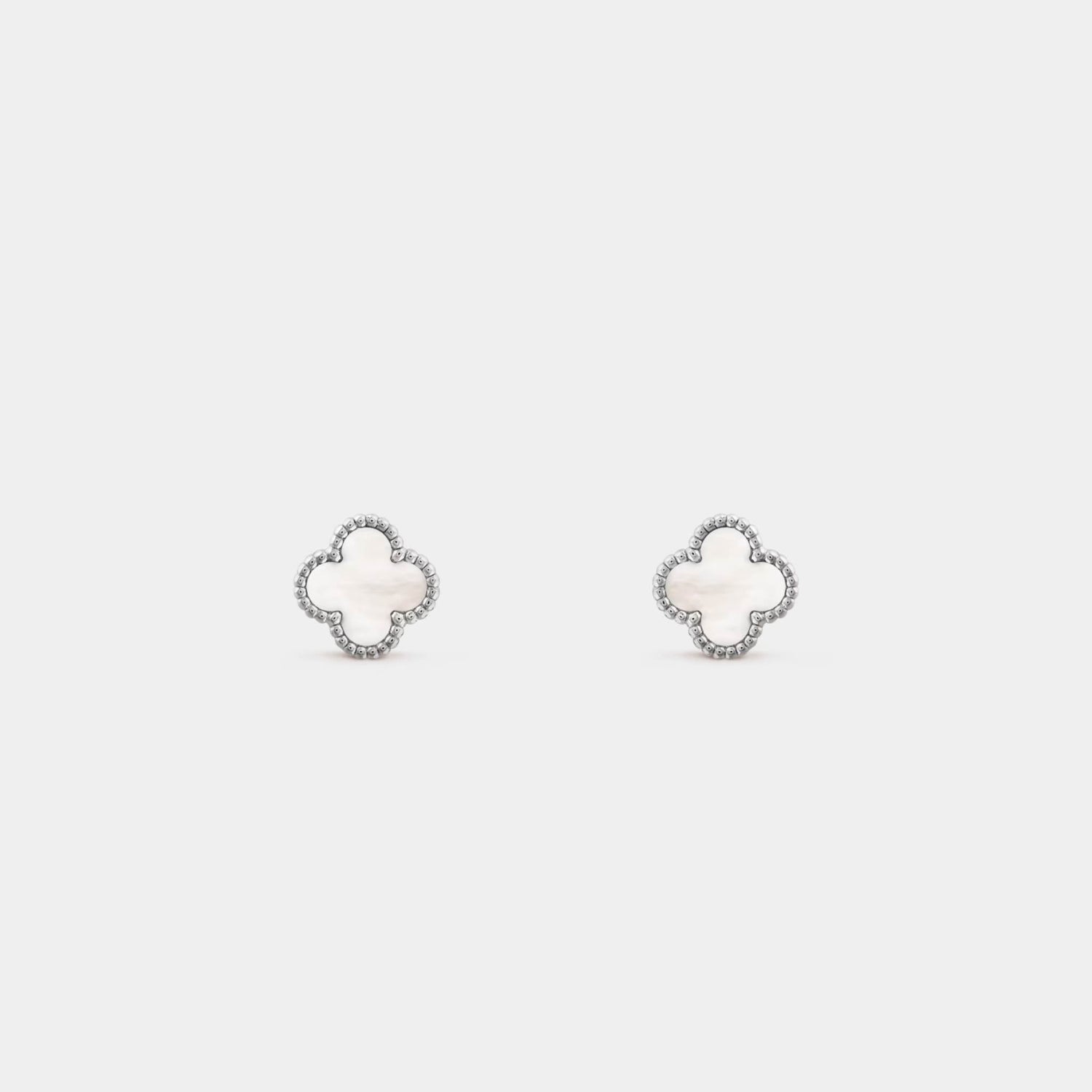 Sweet Alhambra Earstuds in White Gold &amp; Mother-of-Pearl