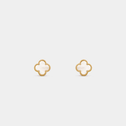 Sweet Alhambra Earstuds in Yellow Gold &amp; Mother-of-Pearl