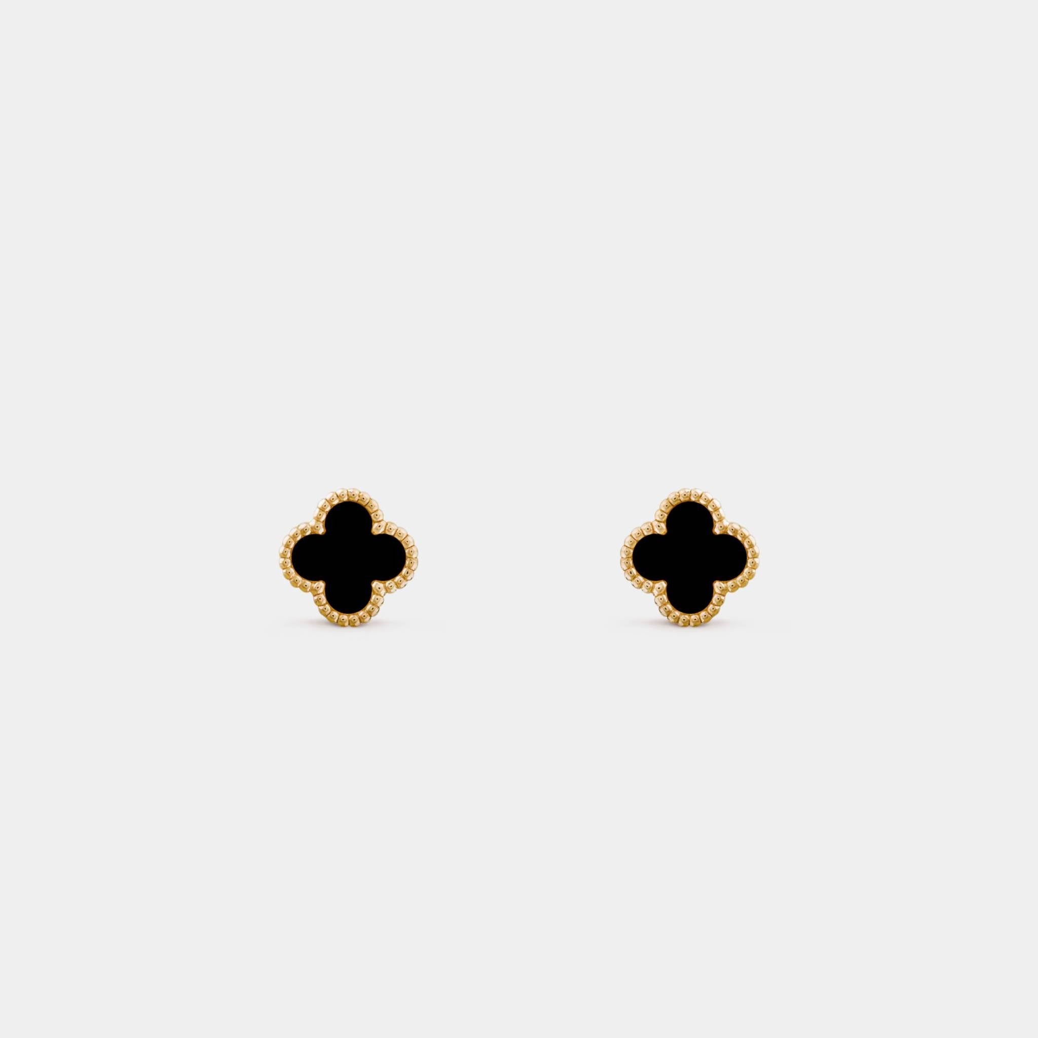 Sweet Alhambra Earstuds Yellow Gold Onyx