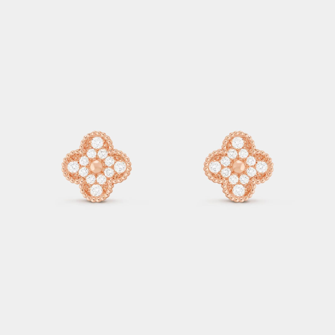 Vintage Alhambra Earrings Rose Gold Diamond