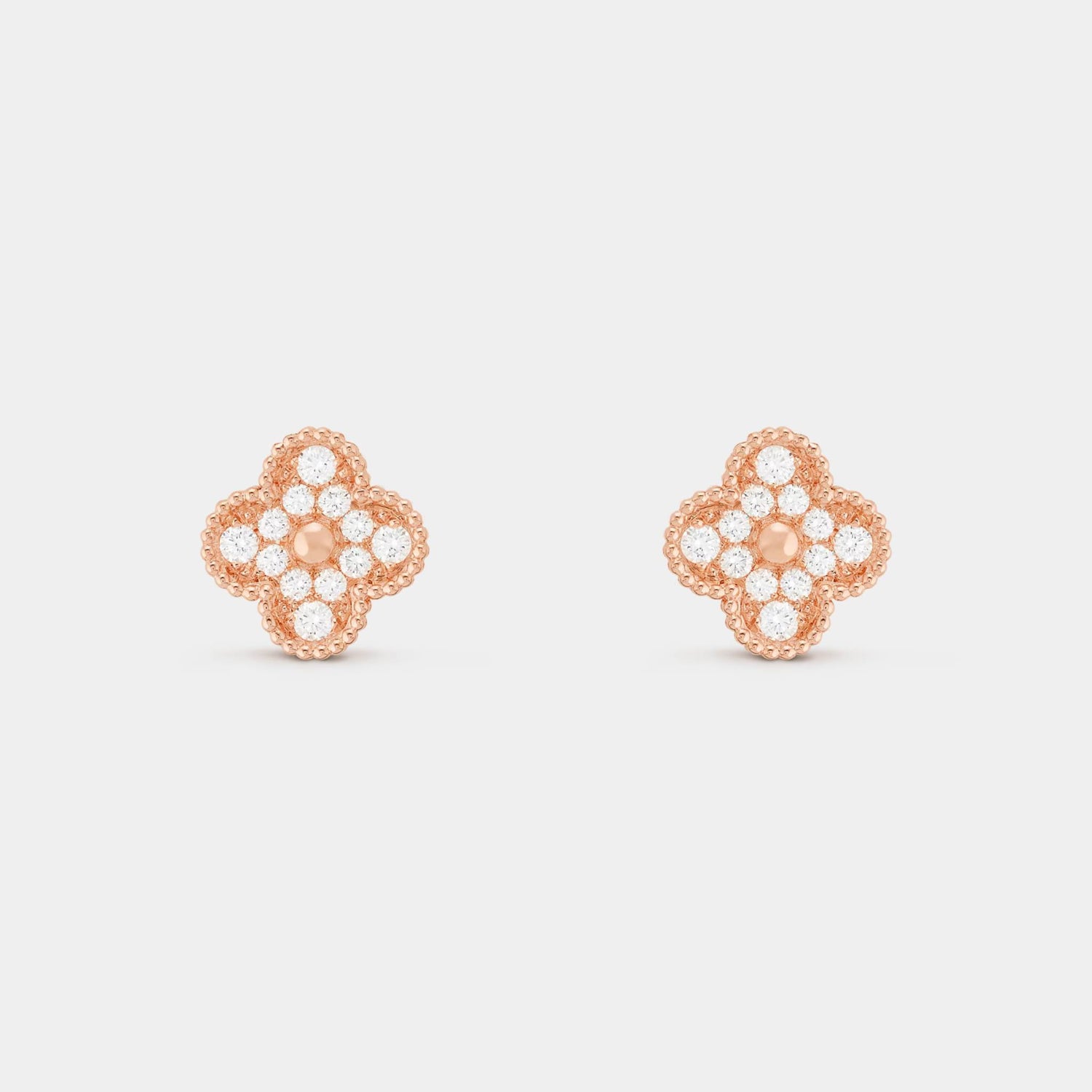 Vintage Alhambra Earrings Rose Gold Diamond