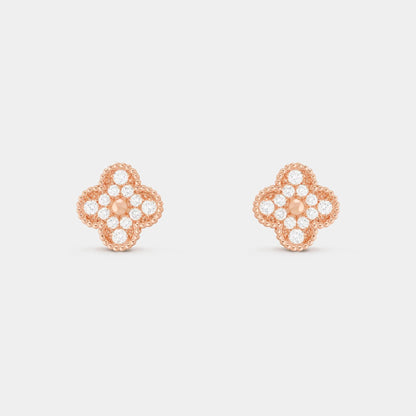 Vintage Alhambra Earrings Rose Gold Diamond