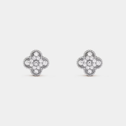 Vintage Alhambra Earrings White Gold Diamond