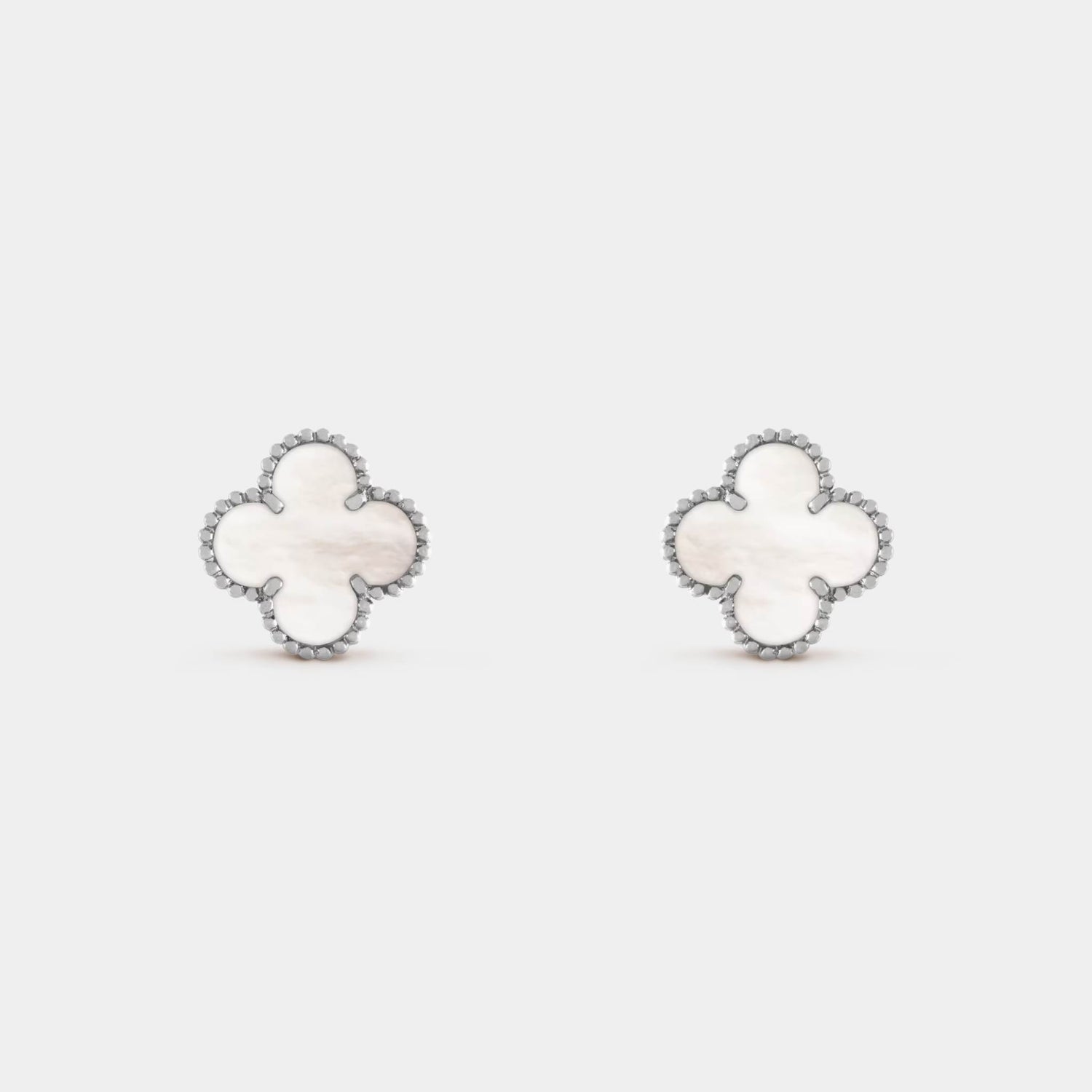 Vintage Alhambra Earrings White Gold With Pearl