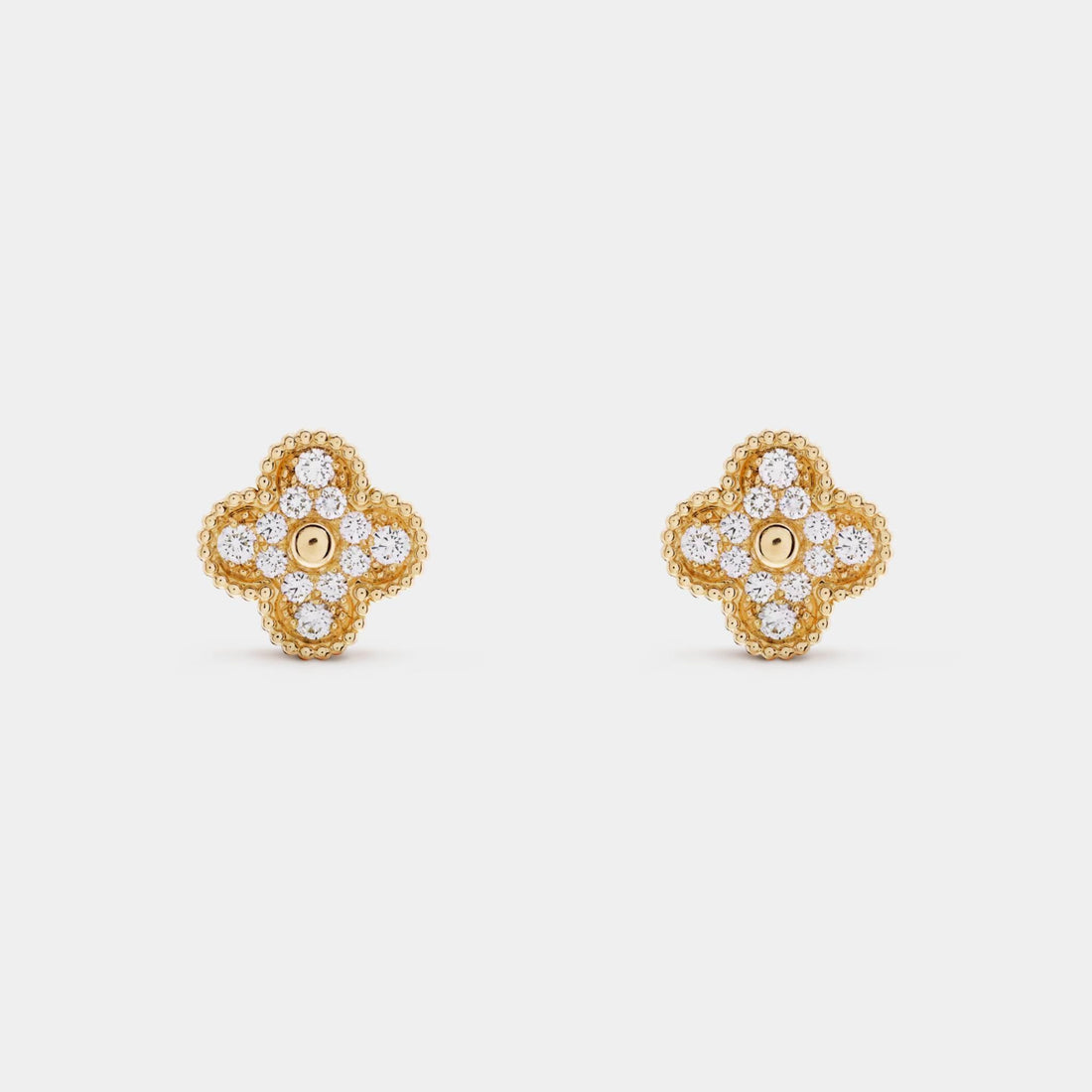 Vintage Alhambra Earrings Yellow Gold Diamond