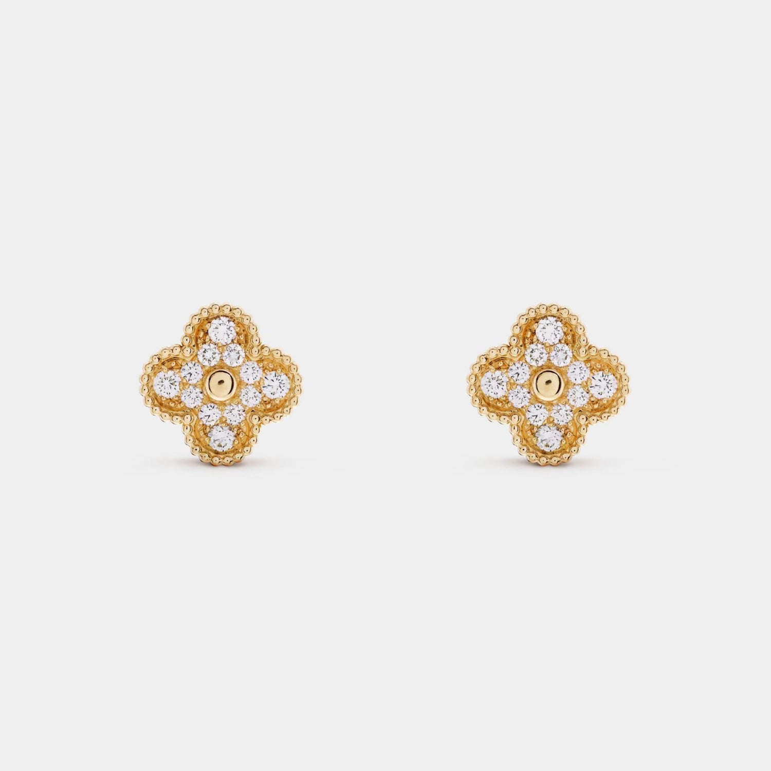 Vintage Alhambra Earrings Yellow Gold Diamond