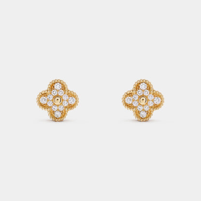 Vintage Alhambra Earrings Yellow Gold Diamond