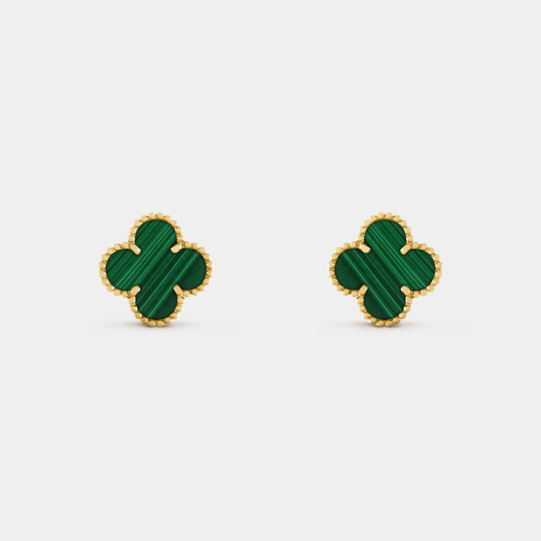 Vintage Alhambra Earrings Yellow Gold Malachite