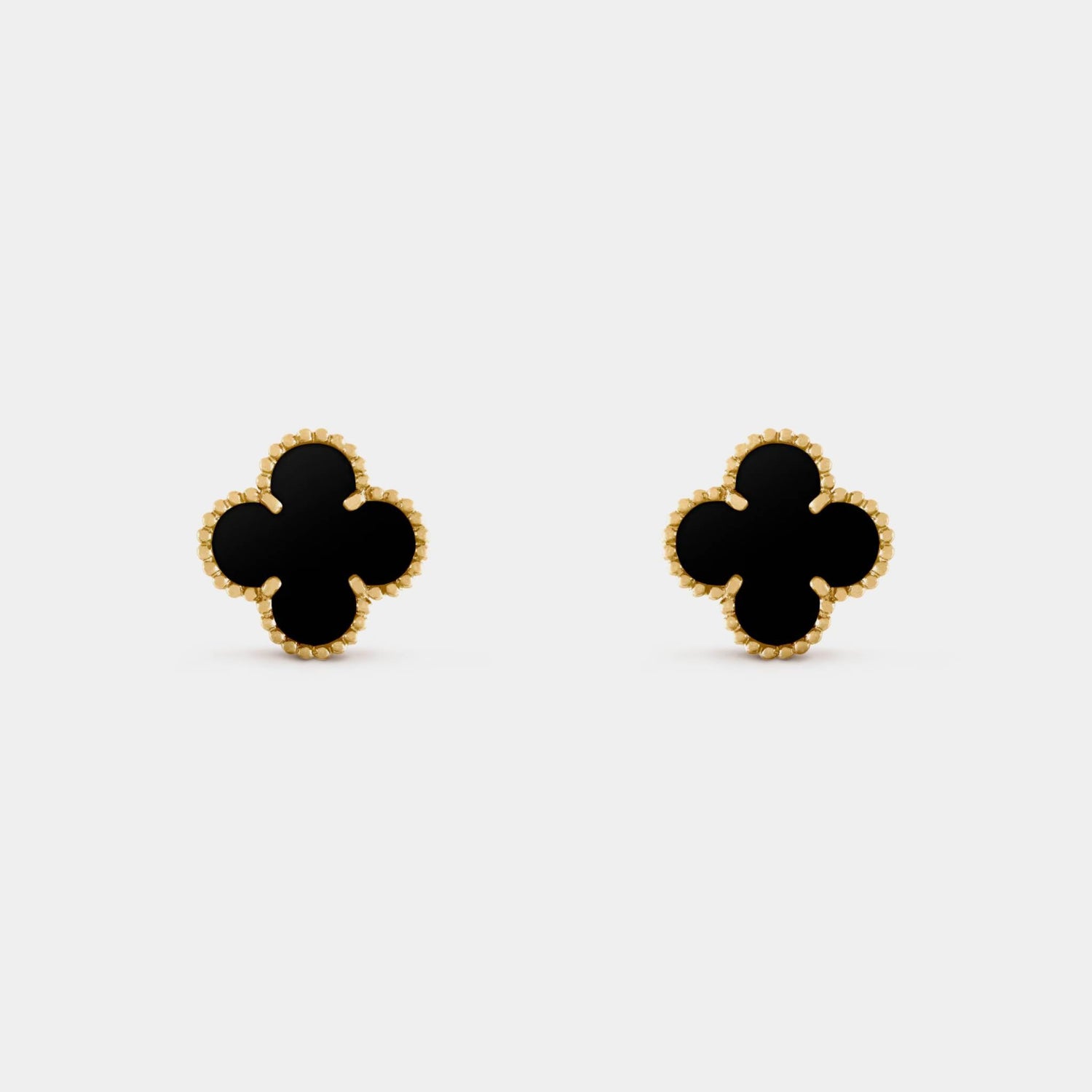 Vintage Alhambra Earrings Yellow Gold Onyx