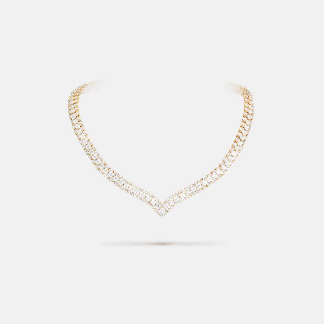 À Cheval 3-Row Diamond Necklace in Yellow Gold
