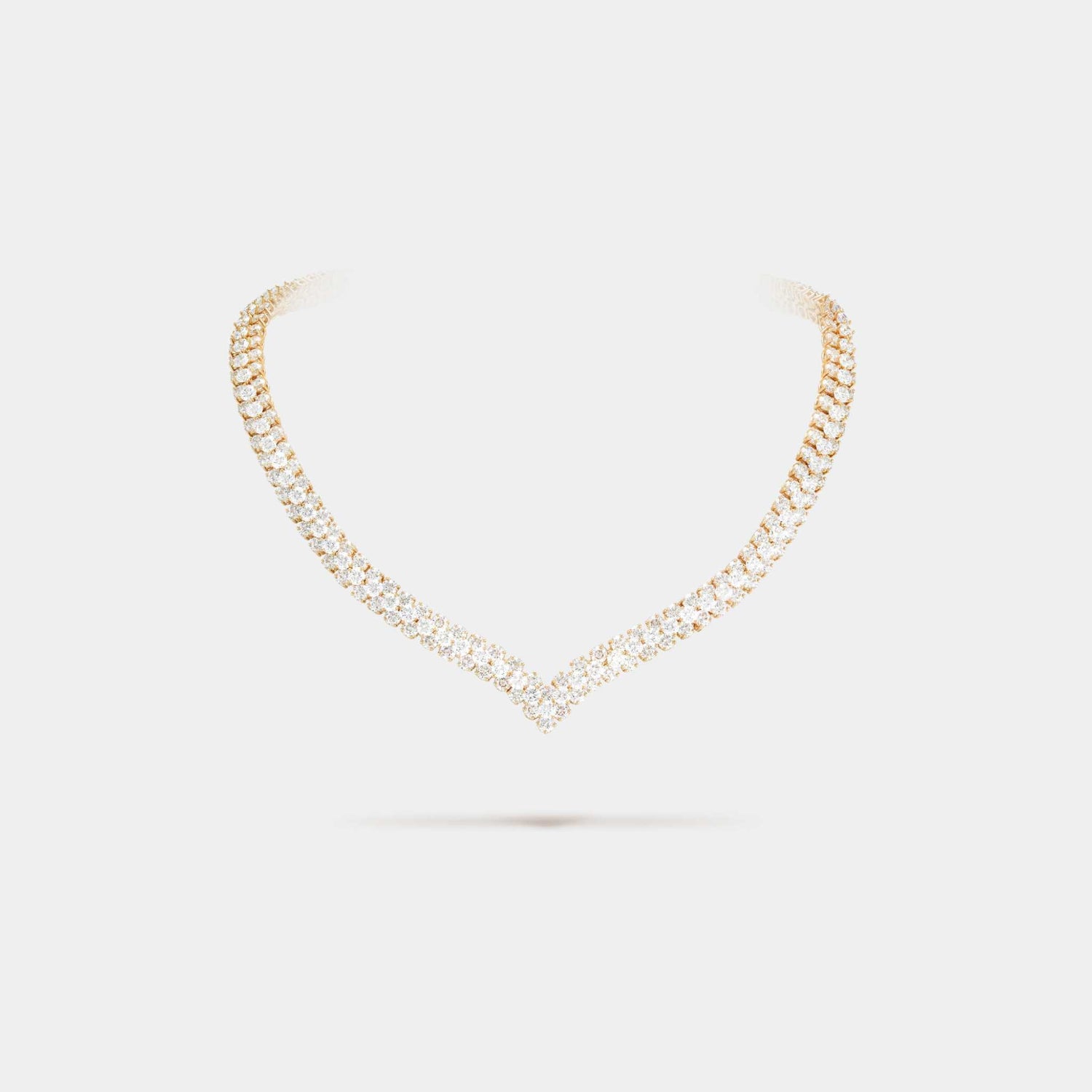 À Cheval 3-Row Diamond Necklace in Yellow Gold