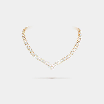 À Cheval 3-Row Diamond Necklace in Yellow Gold