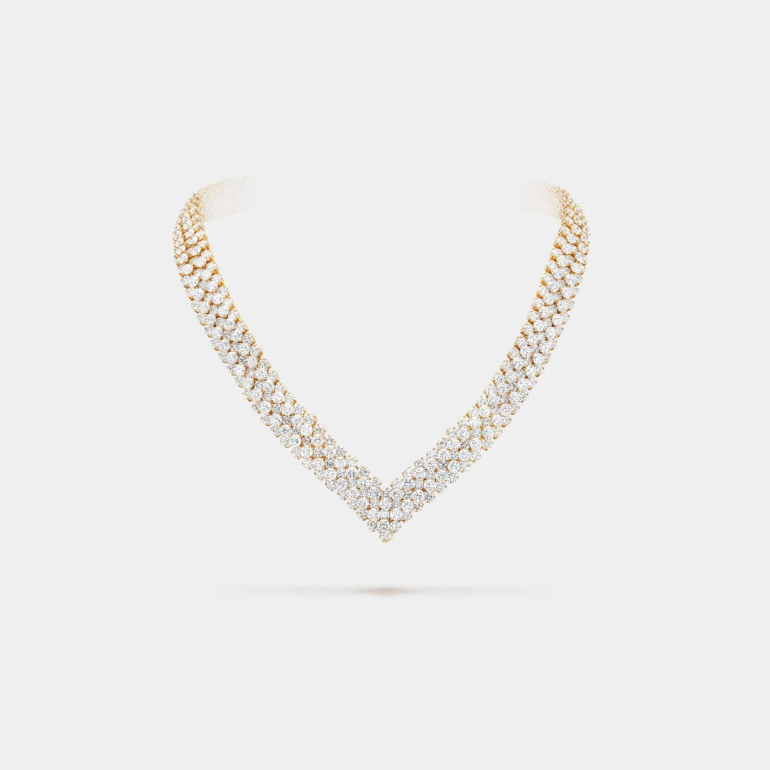 À Cheval 5-Row Diamond Necklace in Yellow Gold