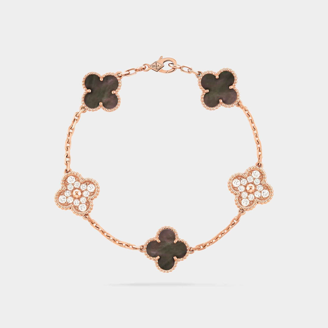 Alhambra Rose Gold Motifs Bracelet Diamond Pearl