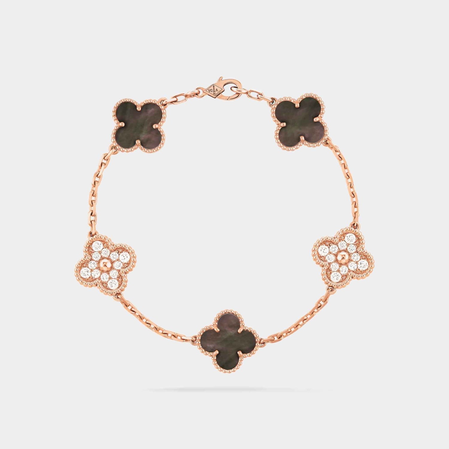 Alhambra Rose Gold Motifs Bracelet Diamond Pearl