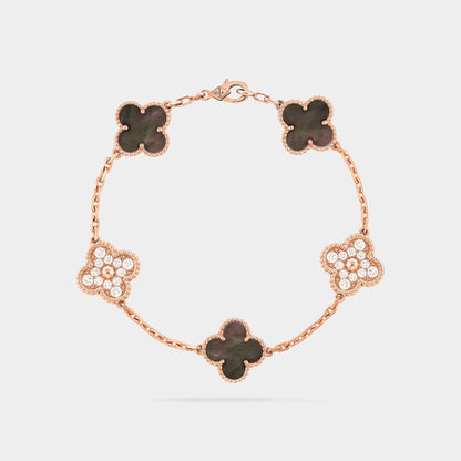 Alhambra Rose Gold Motifs Bracelet Diamond Pearl