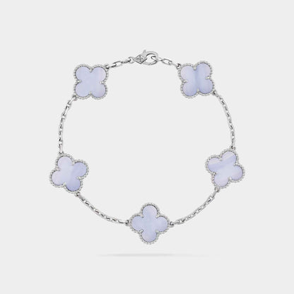 Alhambra White Gold Motifs Bracelet Chalcedony