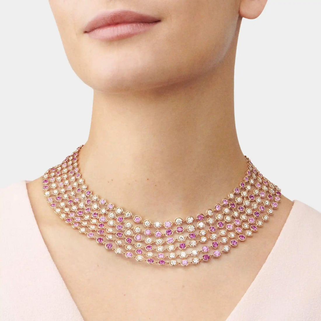 Brume de Saphir Necklace in Rose Gold with Diamonds &amp; Sapphire