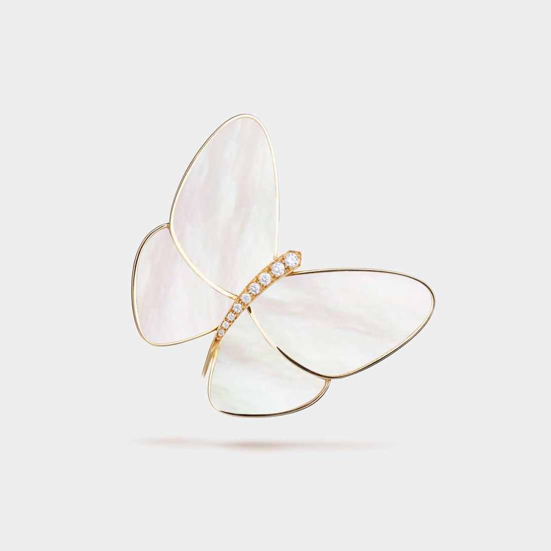 Butterfly Clip Yellow Gold Diamond and Pearl