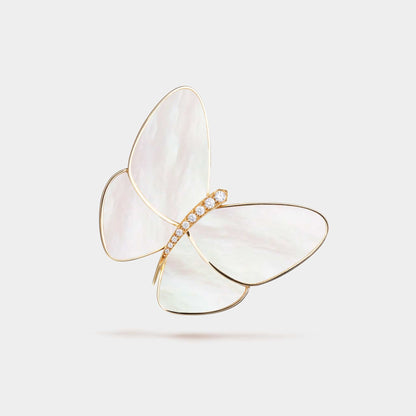Butterfly Clip Yellow Gold Diamond and Pearl