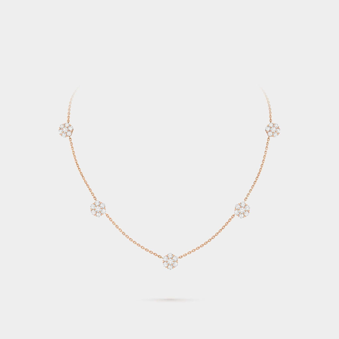 Fleurette Necklace 5 Flowers Rose Gold Diamond