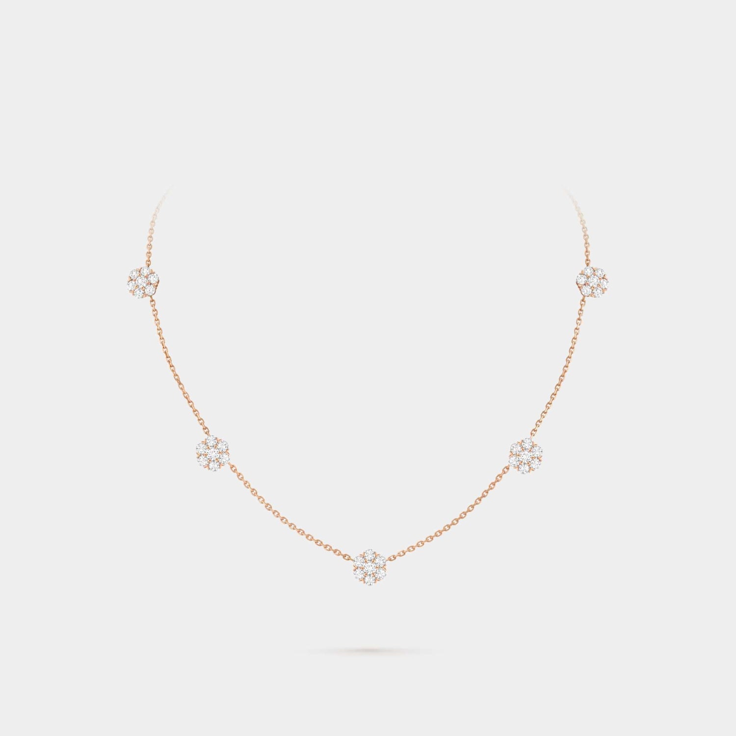 Fleurette Necklace 5 Flowers Rose Gold Diamond