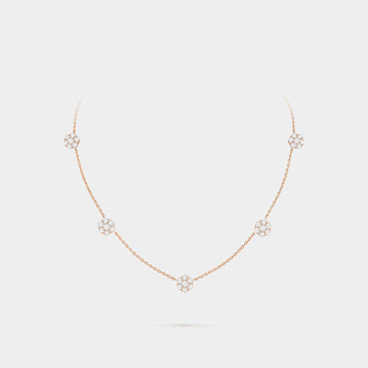 Fleurette Necklace 5 Flowers Rose Gold Diamond