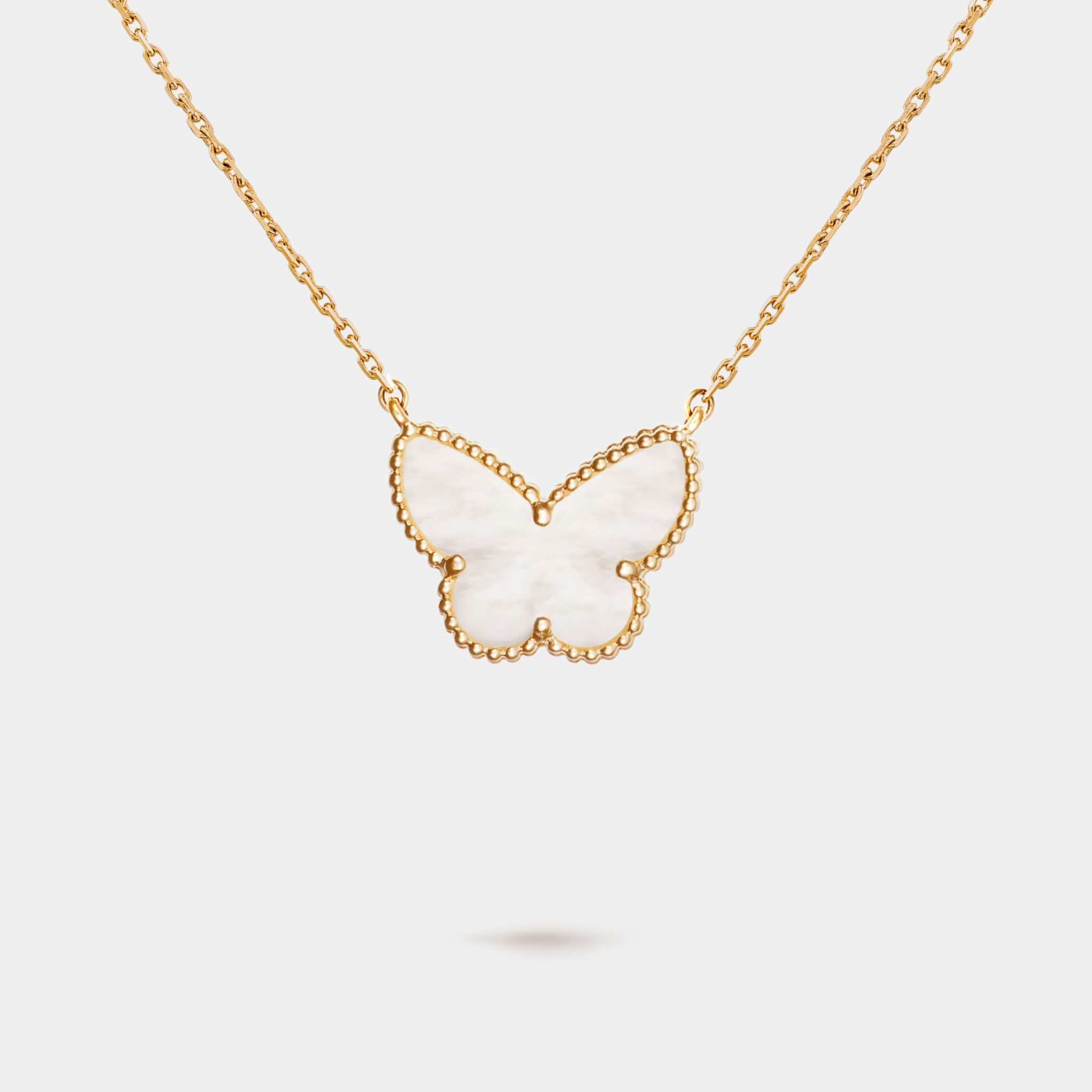 Lucky Alhambra Butterfly Pendant Yellow Gold &amp; MOP
