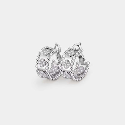 Perlée Clovers Hoop Earrings White Gold Diamond