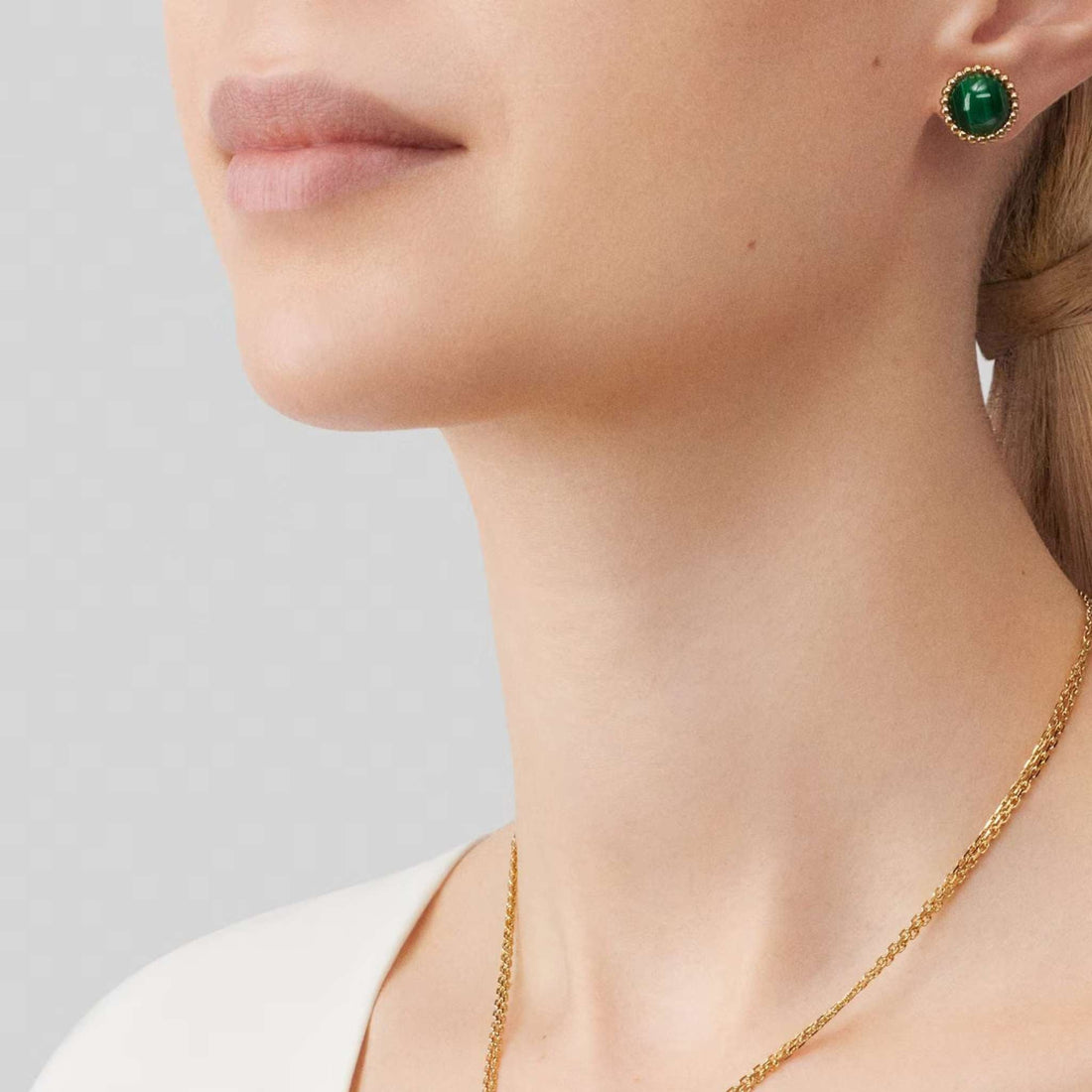 Perlée Couleurs Earrings Yellow Gold Malachite