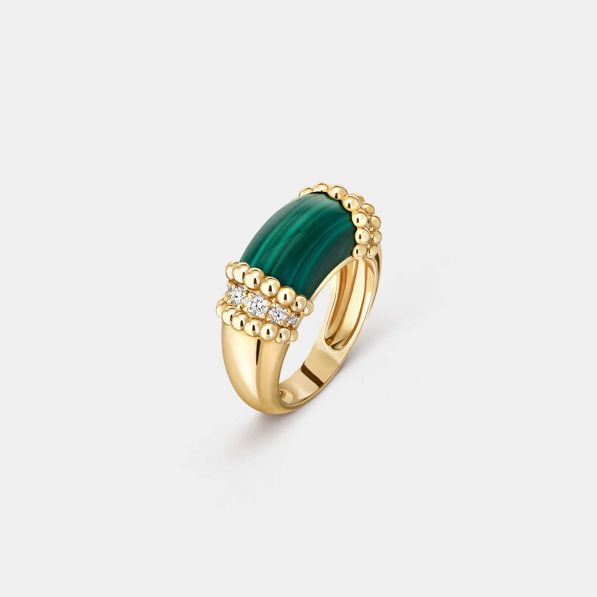 Perlée Couleurs Ring Yellow Gold Diamond Malachite