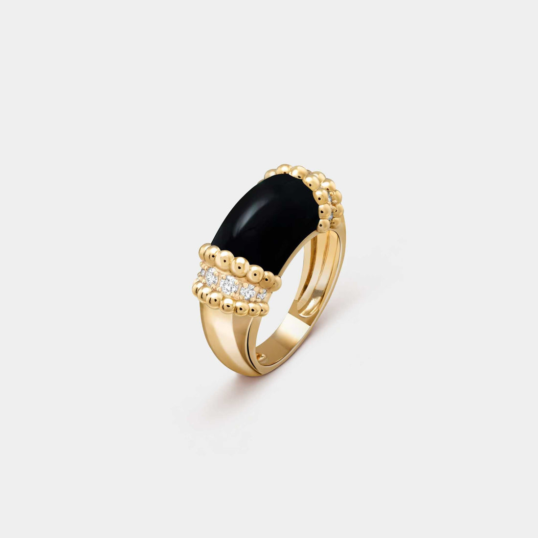 Perlée Couleurs Ring Yellow Gold Diamond Onyx