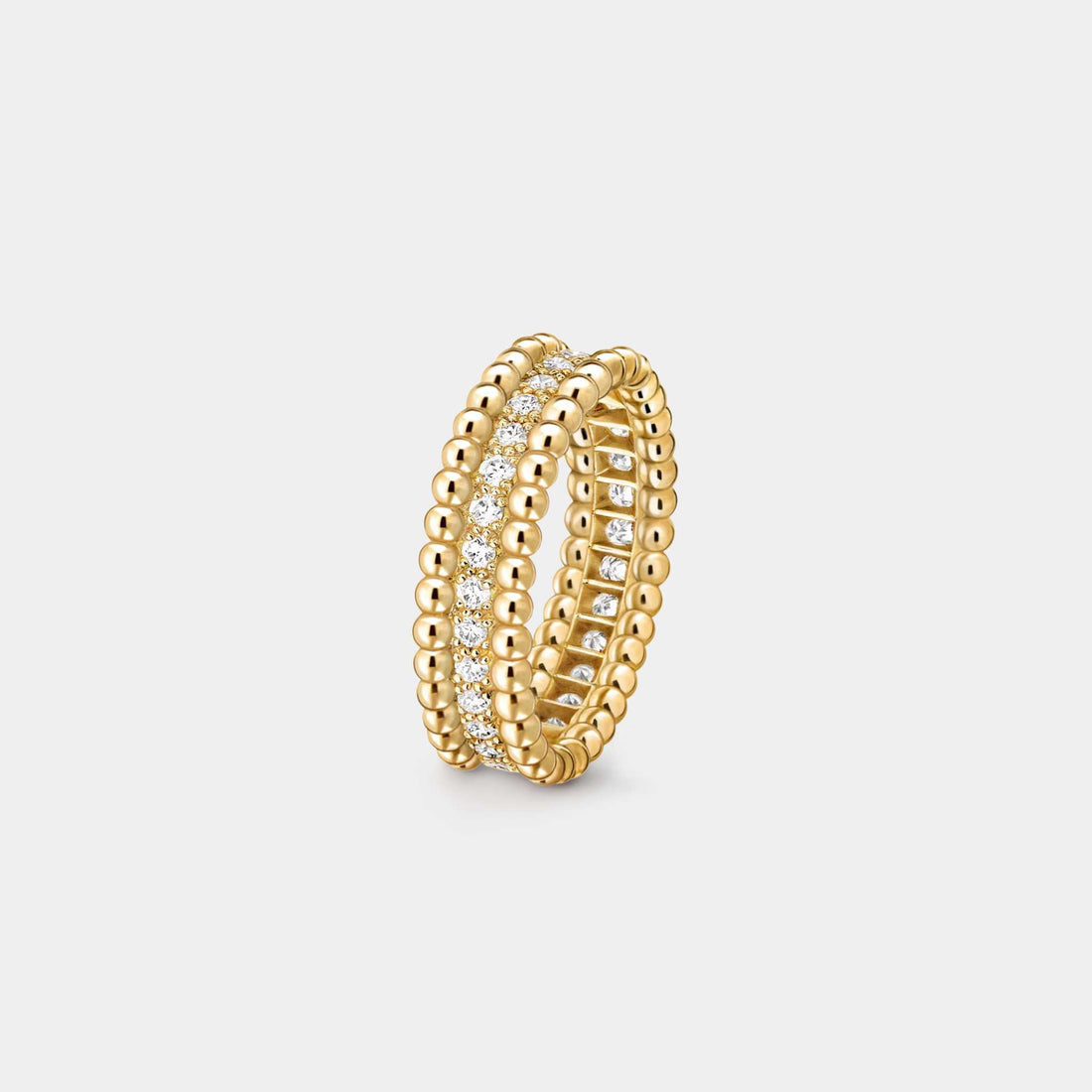 Perlée Diamonds Ring 1 Row Yellow Gold Diamond