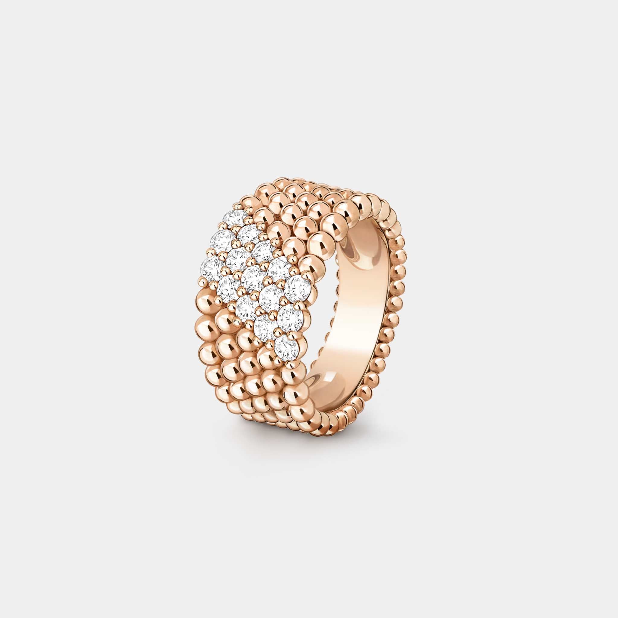 Perlée Diamonds Ring 5 Rows Rose Gold Diamond