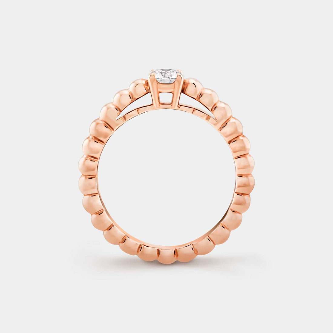 Perlée Solitaire Rose Gold Diamond Ring